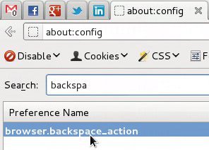 Changing browser backspace action behavior of Firefox running under Linux